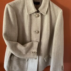 Talbots, size 16W, tan, gray winter white herringbone